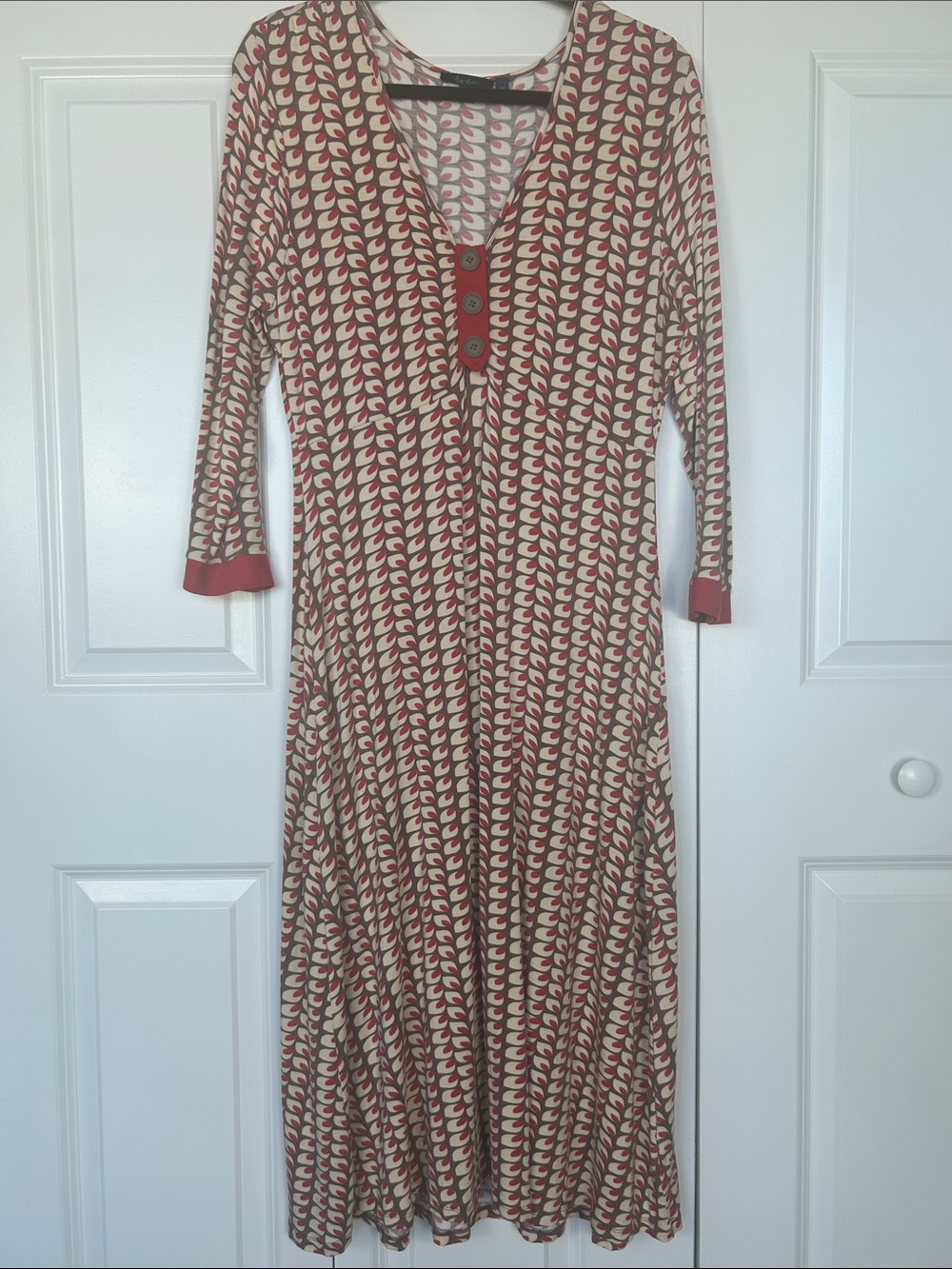 Boden Red and Cream Geometric Maxi Dress